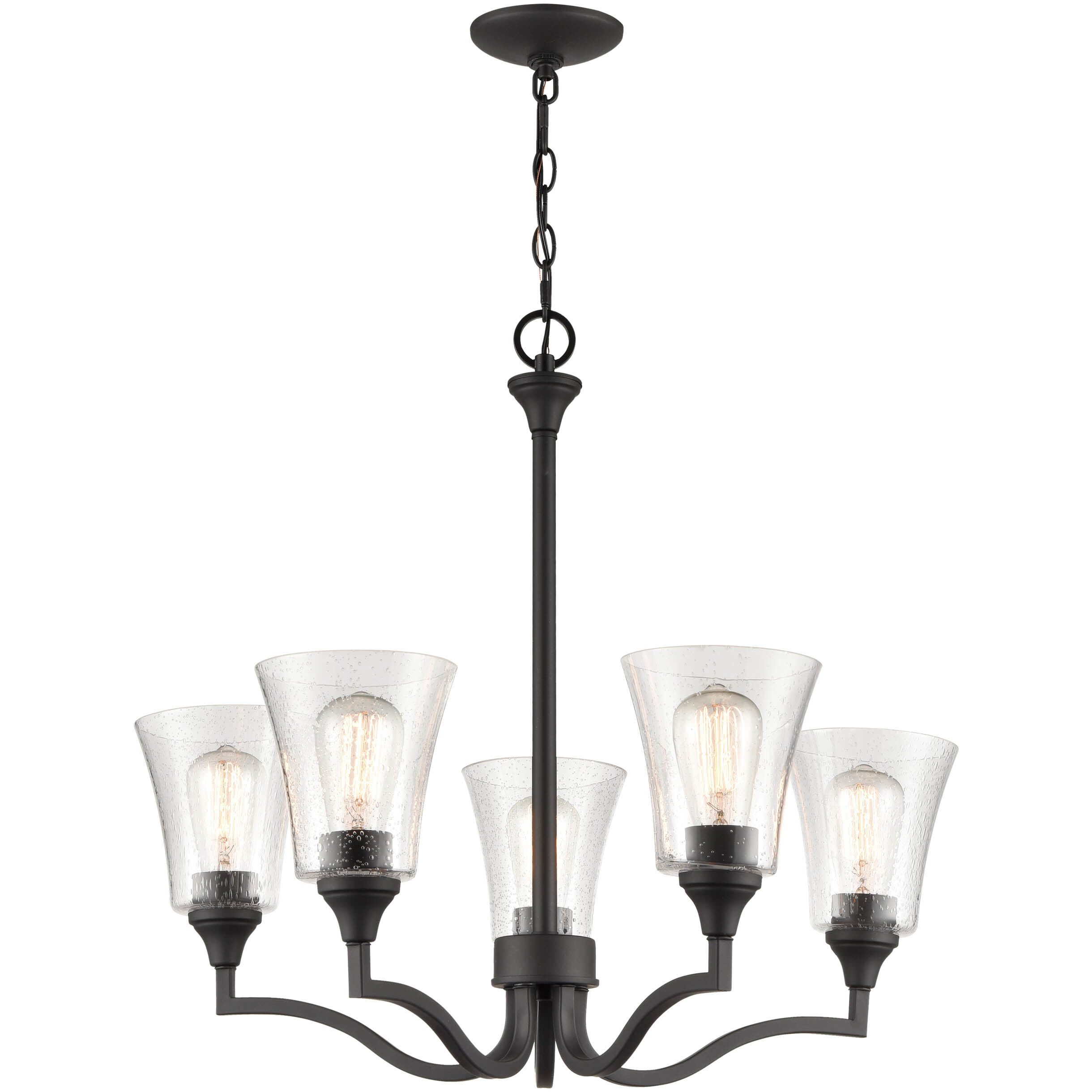Caily 5 Light 26 inch Matte Black Chandelier Ceiling Light
